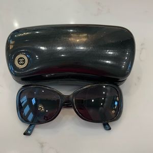 CHANEL CC Logo Sunglasses Eye Wear Plastic Black
